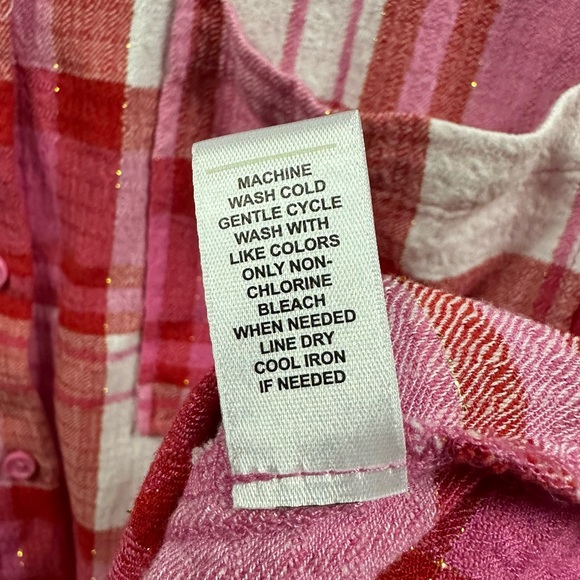 Cato Button Up Pink Shimmer Double Pocket Roll Tab Long Sleeve Shirt Plus 24W - Picture 12 of 15